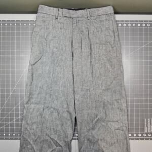 Billy Reid Edwin Trousers 30x30 Gray Pants Wide Leg HBT Herringbone Linen Cotton